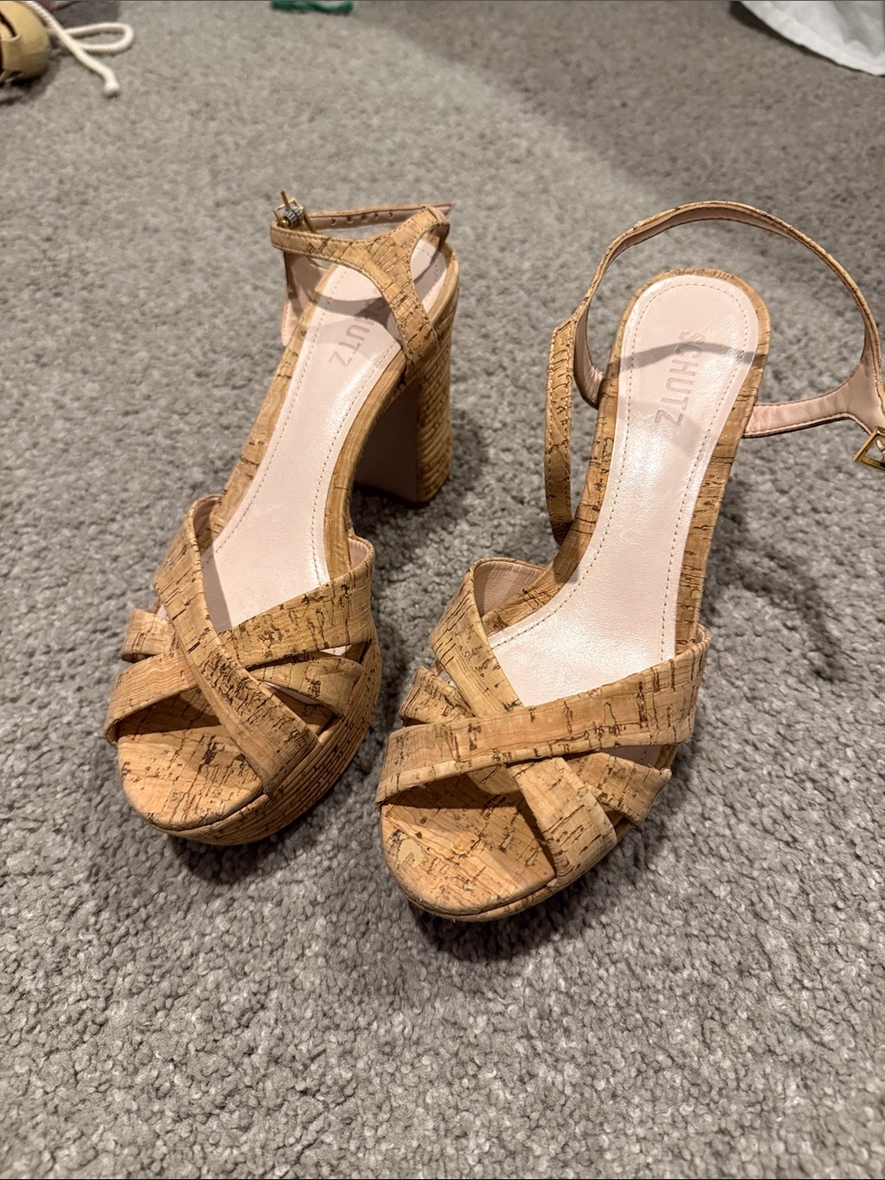 Schutz cork keefa platform heels